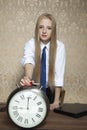 Business woman with the clock Royalty Free Stock Photo