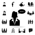 business woman with a communication bubble icon. Detailed set of conversation icons. Premium graphic design. One of the collection Royalty Free Stock Photo