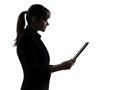 Business woman computer computing digital tablet silhouette Royalty Free Stock Photo