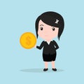 Business Woman concept by holding a money