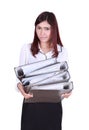 Business woman confident smile holding folder documents Royalty Free Stock Photo