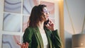 Business woman consulting phone in office closeup. Manager talking on smartphone Royalty Free Stock Photo