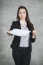 Business woman with a contract for you Royalty Free Stock Photo