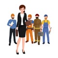 Business woman in costume, files and case, office worker team Royalty Free Stock Photo