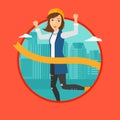 Business woman crossing finish line. Royalty Free Stock Photo