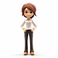 Cartoonish 3d Gimas Character Of Young Woman With Short Golden Brown Hair