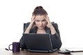 Business woman at a desk stressed out Royalty Free Stock Photo