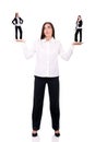 Business woman with devil and angel Royalty Free Stock Photo