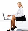 Business woman displaying a laptop Royalty Free Stock Photo