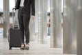 Business woman  Dragging suitcase luggage bag Royalty Free Stock Photo