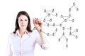 Business woman drawing Social Network Concept. Royalty Free Stock Photo