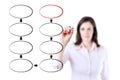 Business woman drawing strategy flowchart. Royalty Free Stock Photo