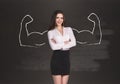 Business woman with drawn powerful hands Royalty Free Stock Photo