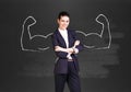 Business woman with drawn powerful hands. Royalty Free Stock Photo