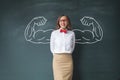 Business woman with drawn powerful hands Royalty Free Stock Photo