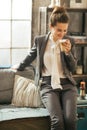 Business woman with drinking coffee latte Royalty Free Stock Photo