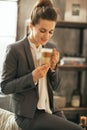 Business woman drinking coffee latte Royalty Free Stock Photo