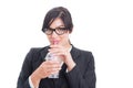 Business woman drinking water with straw Royalty Free Stock Photo