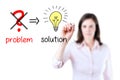 Business woman eliminate problem, find solution.