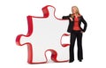 Business woman with empty puzzle board Royalty Free Stock Photo