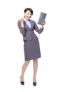 Business woman excited using Tablet PC Royalty Free Stock Photo