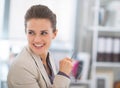 Business woman with eyeglasses in office Royalty Free Stock Photo