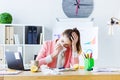 Business woman feeling sick and tired at office Royalty Free Stock Photo