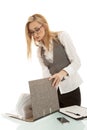 Business woman with folder on desk