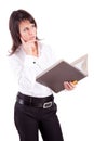 Business woman full of thoughts Royalty Free Stock Photo