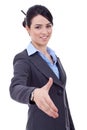 Business woman giving hand for handshake Royalty Free Stock Photo