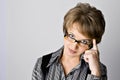 The business woman in glasses is dissatisfied Royalty Free Stock Photo
