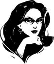 Business woman in glasses enjoing cup of coffee