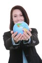 Business Woman with Globe