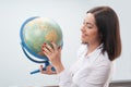 Business woman with the globe Royalty Free Stock Photo