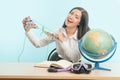 Business woman with the globe Royalty Free Stock Photo