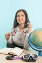 Business woman with the globe Royalty Free Stock Photo