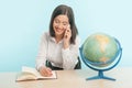 Business woman with the globe Royalty Free Stock Photo