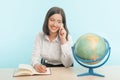 Business woman with the globe Royalty Free Stock Photo