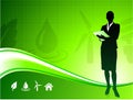 Business woman on green environment background