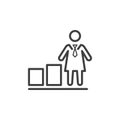 Business woman Growing graph line icon Royalty Free Stock Photo