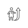 Business woman and growth chart arrow line icon Royalty Free Stock Photo