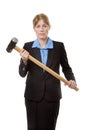 Business woman with hammer Royalty Free Stock Photo