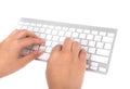 Business woman hand typing on laptop keyboard