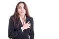 Business woman having a heart attack or cardiac arrest Royalty Free Stock Photo