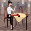 Business woman having lunch in the dining room