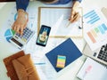 Business woman having video call while working with documents Royalty Free Stock Photo