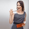 Business woman hold credit card from purse. Royalty Free Stock Photo