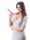 Business woman hold marker. Office worker