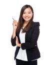 Business woman hold with pen Royalty Free Stock Photo