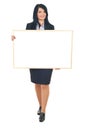 Business woman holding banner Royalty Free Stock Photo